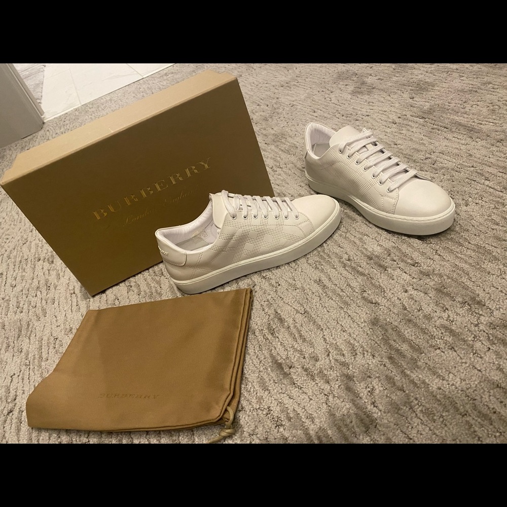 Burberry Perforated Check Leather Sneakers